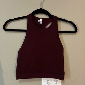 Women's Maroon Cropped Racerback Tank Top